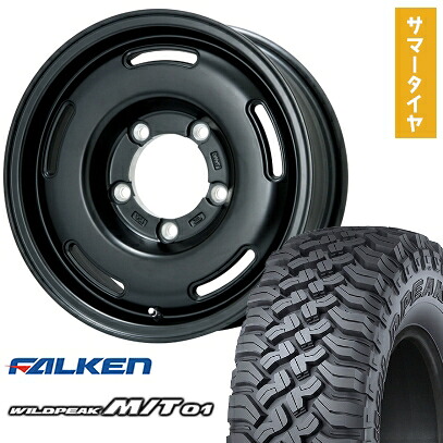 【取付対象】185/85R16 夏タイヤ ホイール4本セット ジムニー FALKEN ワイルドピーク M/T01 PREMIX プディン(マットブラック) 16インチ【送料無料】