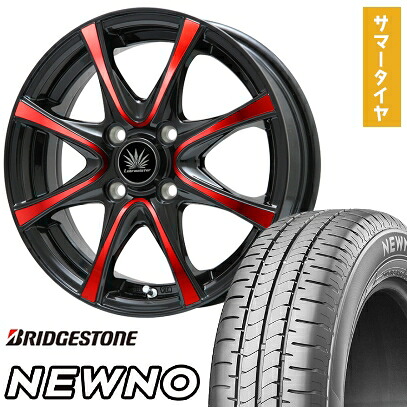【取付対象】155/65R14 夏タイヤ ホイール4本セット BRIDGESTONE ニューノ(限定) (4/100車用) PREMIX アマルフィV Jr(ブラックポリッシュ/レッドクリア) 14インチ【送料無料】|アークタイヤ 店