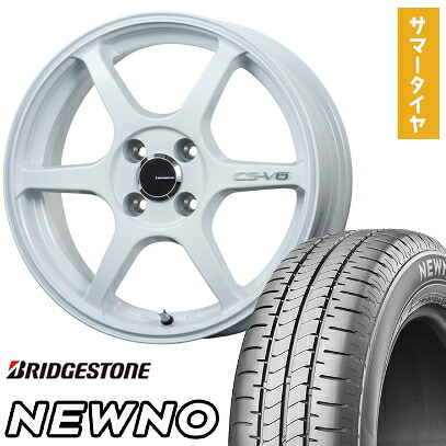 【取付対象】155/65R14 夏タイヤ ホイール4本セット BRIDGESTONE ニューノ(限定) (4/100車用) LEHRMEISTER CS-V6(ホワイト) 14インチ【送料無料】｜アークタイヤ 店