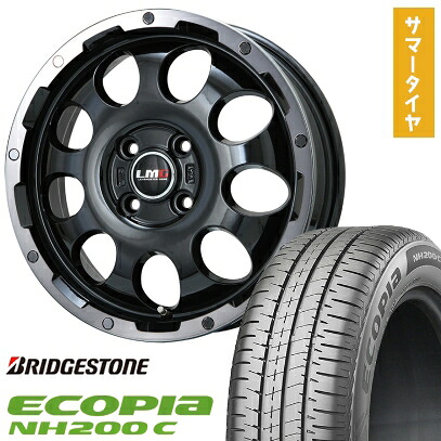 【取付対象】165/55R15 夏タイヤ ホイール4本セット N-BOX タントカスタム ワゴンR BRIDGESTONE エコピア NH200 C LEHRMEISTER LMG CS-9 ブラック/ブラッククリアリム 15インチ【送料無料】