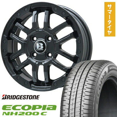 【取付対象】165/55R15 夏タイヤ ホイール4本セット N-BOX タントカスタム ワゴンR BRIDGESTONE エコピア NH200 C BIGWAY B-LUGNAS FRD(マットブラック) 15インチ【送料無料】