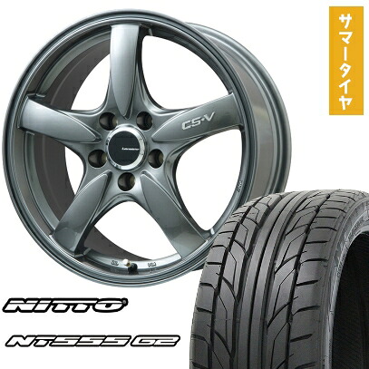 【取付対象】215/40R18 夏タイヤ ホイール4本セット NITTO NT555 G2 (5/114車用) LEHRMEISTER CS-V(ガンメタ) 18インチ【送料無料】|アークタイヤ 店