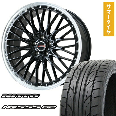 【取付対象】215/40R18 夏タイヤ ホイール4本セット NITTO NT555 G2 (5/114車用) PREMIX MER PROMESH グロスブラック/リムポリッシュ 18インチ【送料無料】｜アークタイヤ 店