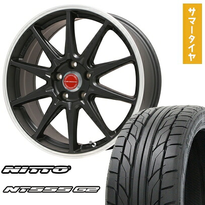 【取付対象】215/40R18 夏タイヤ ホイール4本セット NITTO NT555 G2 (5/100車用) LEHRMEISTER LMスポーツRS10(マットブラックリムポリッシュ) 18インチ【送料無料】