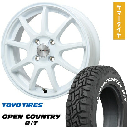 【取付対象】165/65R15 夏タイヤ ホイール4本セット TOYO オープンカントリー R/T RWL/RBL (4/100車用) LEHRMEISTER LMスポーツLM-QR ホワイト 15インチ【送料無料】