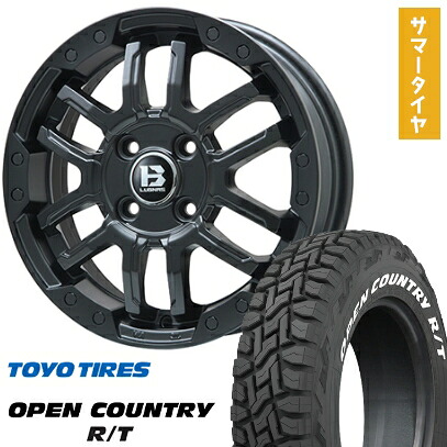 【取付対象】165/65R15 夏タイヤ ホイール4本セット TOYO オープンカントリー R/T RWL/RBL (4/100車用) ビッグウエイ B-LUGNAS FRD(マットブラック) 15インチ【送料無料】