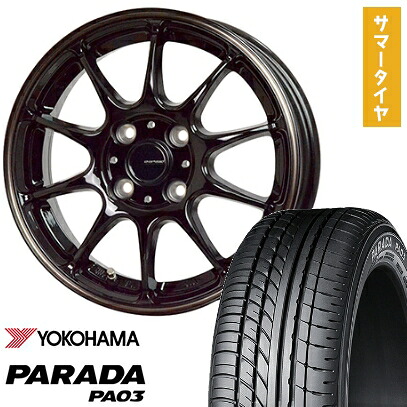 【取付対象】165/55R14 夏タイヤ ホイール4本セット YOKOHAMA PARADA PA03 ブラックレター 95/93N (軽自動車用) ホットスタッフ ジースピード P-07 14インチ【送料無料】
