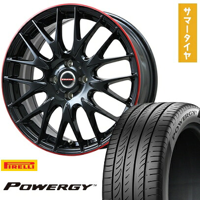 【取付対象】205/50R17 夏タイヤ ホイール4本セット PIRELLI パワジー (5/114車用) BIGWAY LEYSEEN プラバ9M(グロスブラック/レッドリム) 17インチ【送料無料】 68,695円