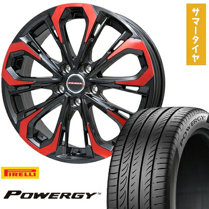 【取付対象】245/35R20 夏タイヤ ホイール4本セット PIRELLI パワジー (5/114車用) BIGWAY LEYSEEN プラバ5X(レッドクリア) 20インチ【送料無料】