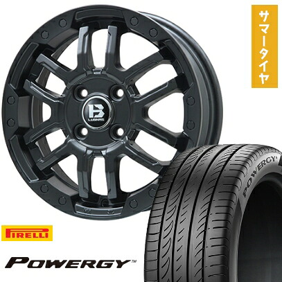 【取付対象】165/55R15 夏タイヤ ホイール4本セット N-BOX タントカスタム ワゴンR PIRELLI パワジー BIGWAY B-LUGNAS FRD(マットブラック) 15インチ【送料無料】