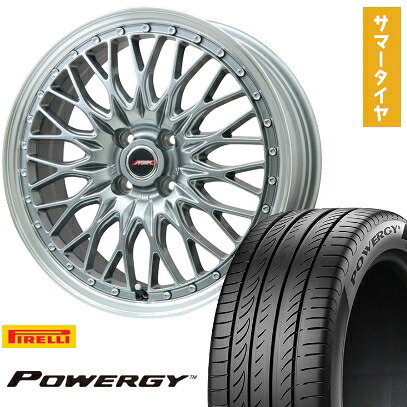【取付対象】205/45R17 夏タイヤ ホイール4本セット PIRELLI パワジー (4/100車用) PREMIX MER PROMESH ダークシルバー/リムポリッシュ 17インチ【送料無料】