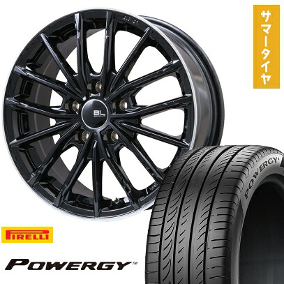 【取付対象】225/60R17 夏タイヤ ホイール4本セット PIRELLI パワジー (5/114車用) BRANDLE-LINE DF-10M グロスブラック/リムポリッシュ 17インチ【送料無料】|アークタイヤ 店