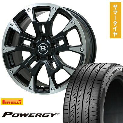 【取付対象】225/55R18 夏タイヤ ホイール４本セット (5/114車用) PIRELLI パワジー ビッグウエイ B-LUGNAS BRD(ブラックポリッシュ/ブラッククリア) 18インチ【送料無料】｜アークタイヤ 店