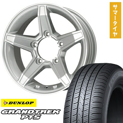 【取付対象】175/80R16 夏タイヤ ホイール4本セット ジムニー DUNLOP グラントレック PT5 PREMIX エステラ(シルバー/リムポリッシュ) 16インチ【送料無料】
