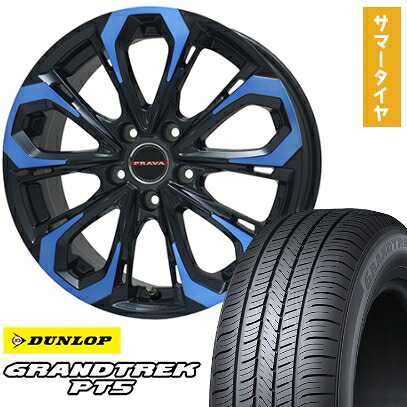 【取付対象】225/55R19 夏タイヤ ホイール4本セット DUNLOP グラントレック PT5 (5/114車用) ビッグウエイ LEYSEEN プラバ5X(ブルークリア) 19インチ【送料無料】