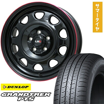 【取付対象】225/70R16 夏タイヤ ホイール4本セット DUNLOP グラントレック PT5 (5/114車用) LEHRMEISTER LMG OFF-STYLE(グロスブラック/レッドリム) 16インチ【送料無料】|アークタイヤ 店