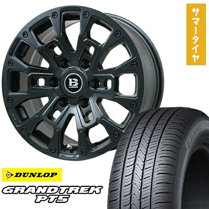 【取付対象】265/70R17 夏タイヤ ホイール4本セット DUNLOP グラントレック PT5(6/139車用) ビッグウエイ B-LUGNAS BRD(マットブラック) 17インチ【送料無料】|アークタイヤ 店