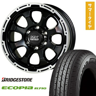 【取付対象】195/80R15 夏タイヤ ホイール4本セット NV350キャラバン BRIDGESTONE エコピア R710 107/105N HOT STUFF マッドクロス グレイス 15インチ【送料無料】｜アークタイヤ 店
