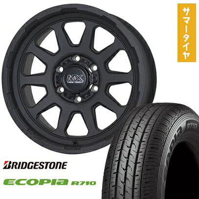 【取付対象】195/80R15 夏タイヤ ホイール4本セット ハイエース200系 BRIDGESTONE エコピア R710 107/105N HOT STUFF マッドクロス レンジャー 15インチ【送料無料】