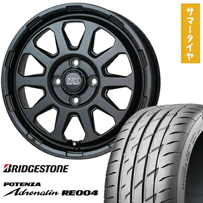 【取付対象】165/55R15 夏タイヤ ホイール4本セット BRIDGESTONE ポテンザ アドレナリン RE004 (4/100車用) ホットスタッフ マッドクロス レンジャー 15インチ【送料無料】｜アークタイヤ 店