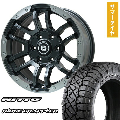 【取付対象】265/60R18 夏タイヤ ホイール4本セット NITTO リッジグラップラー(6/139車用) ビッグウエイ B-LUGNAS FRD(マットブラック/ブラッククリアリム) 18インチ【送料無料】｜アークタイヤ 店
