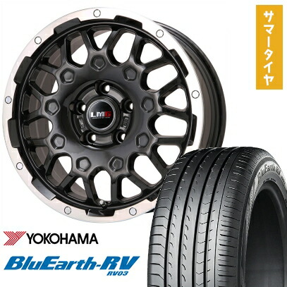 【取付対象】225/60R17 夏タイヤ ホイール4本セット YOKOHAMA ブルーアース RV-03 (5/114車用) LEHRMEISTER LMG MS-9W ブラック/ブラッククリアリム 17インチ【送料無料】
