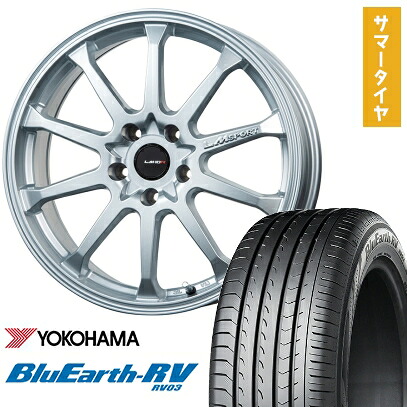 【取付対象】225/55R18 夏タイヤ ホイール4本セット YOKOHAMA ブルーアース RV-03 (5/114車用) LEHRMEISTER LMスポーツLM-10R(メタリックシルバー) 18インチ【送料無料】