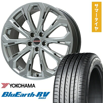 【取付対象】215/60R16 夏タイヤ ホイール4本セット YOKOHAMA ブルーアース RV-03 (5/114車用) BIGWAY LEYSEEN プラバ5X(クロームハイパーシルバー) 16インチ【送料無料】