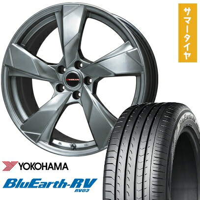 【取付対象】205/50R17 夏タイヤ ホイール4本セット YOKOHAMA ブルーアース RV-03 (5/114車用) PREMIX ヴェランV(クロームハイパーシルバー) 17インチ【送料無料】｜アークタイヤ 店 74,250円