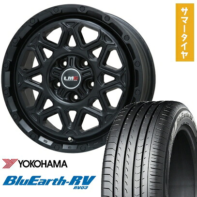 【取付対象】225/65R17 夏タイヤ ホイール4本セット YOKOHAMA ブルーアース RV-03 (5/114車用) LEHRMEISTER LMG モンタグナ(マットブラック) 17インチ【送料無料】|アークタイヤ 店