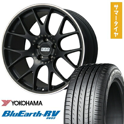 【取付対象】225/45R19 夏タイヤ ホイール4本セット YOKOHAMA ブルーアース RV-03 (5/114車用) BBS GERMANY CH-R サテンブラック 19インチ【送料無料】