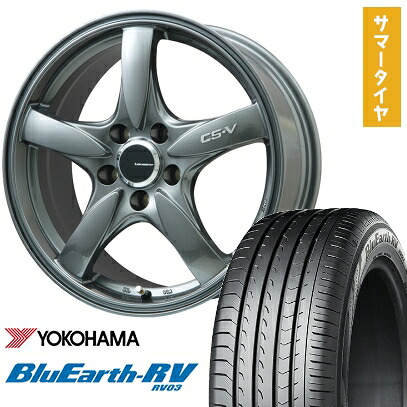 【取付対象】215/45R18 夏タイヤ ホイール4本セット YOKOHAMA ブルーアース RV-03 (5/114車用) LEHRMEISTER CS-V(ガンメタ) 18インチ【送料無料】
