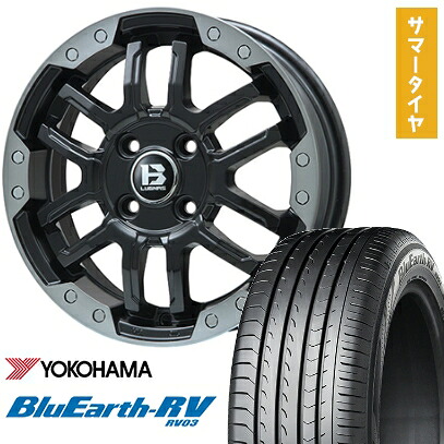 【取付対象】205/50R17 夏タイヤ ホイール4本セット YOKOHAMA ブルーアース RV-03 (4/100車用) BIGWAY B-LUGNAS FRD(マットブラック/ブラッククリアリム) 17インチ【送料無料】|アークタイヤ 店