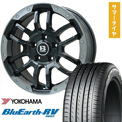 【取付対象】225/60R17 夏タイヤ ホイール4本セット YOKOHAMA ブルーアース RV-03 (5/114車用) BIGWAY B-LUGNAS FRD(マットブラック/ブラッククリアリム) 17インチ【送料無料】|アークタイヤ 店