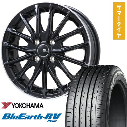 【取付対象】195/65R15 夏タイヤ ホイール4本セット YOKOHAMA ブルーアース RV-03 (4/100車用) BRANDLE-LINE DF-10M グロスブラック/リムポリッシュ 15インチ【送料無料】|アークタイヤ 店