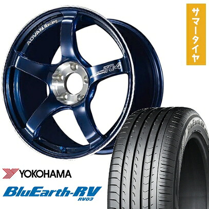 【取付対象】185/60R15 夏タイヤ ホイール４本セット (4/100車用) YOKOHAMA ブルーアース RV-03 ヨコハマ アドバンレーシング TC4 SE 15インチ【送料無料】
