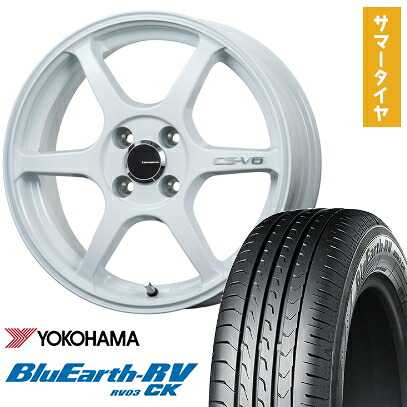 【取付対象】155/65R14 夏タイヤ ホイール4本セット N-BOX タントカスタム ワゴンR YOKOHAMA ブルーアース RV-03CK LEHRMEISTER CS-V6(ホワイト) 14インチ【送料無料】