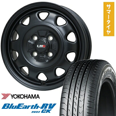 【取付対象】165/65R14 夏タイヤ ホイール4本セット YOKOHAMA ブルーアース RV-03CK (4/100車用) LEHRMEISTER LMG OFF-STYLE(マットブラック) 14インチ【送料無料】
