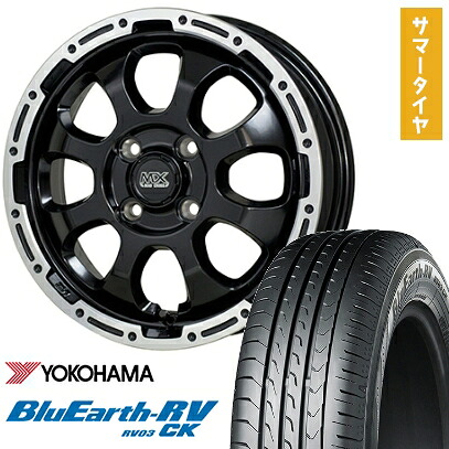 【取付対象】155/65R14 夏タイヤ ホイール4本セット N-BOX タントカスタム ワゴンR YOKOHAMA ブルーアース RV-03CK HOT STUFF マッドクロス グレイス 14インチ【送料無料】