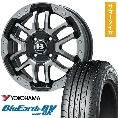 【取付対象】165/65R15 夏タイヤ ホイール4本セット YOKOHAMA ブルーアース RV-03CK (4/100車用) BIGWAY B-LUGNAS FRD(ブラックポリッシュ/ブラッククリア) 15インチ【送料無料】