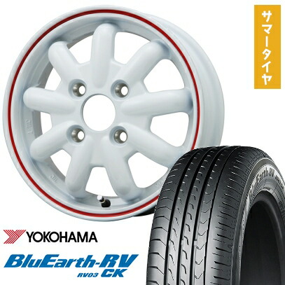 【取付対象】155/65R14 夏タイヤ ホイール4本セット N-BOX タントカスタム ワゴンR YOKOHAMA ブルーアース RV-03CK BRANDLE-LINE ストレンジャーKST-9改(ホワイトレッドライン) 14インチ【送料無料】 42,315円