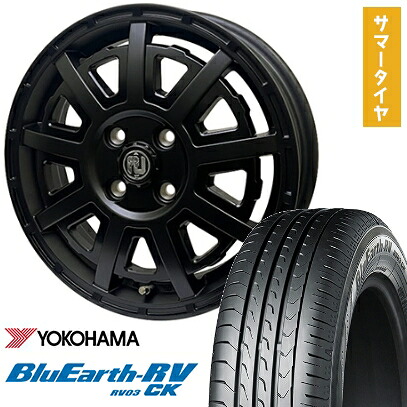 【取付対象】165/65R15 夏タイヤ ホイール4本セット YOKOHAMA ブルーアース RV-03CK (4/100車用) RIVAI オフロード プラスティックボム 15インチ【送料無料】