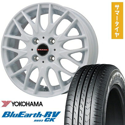 【取付対象】165/70R14 夏タイヤ ホイール4本セット ソリオ ハスラー YOKOHAMA ブルーアース RV-03CK ビッグウエイ LEYSEEN プラバ9MJrII ホワイト 14インチ【送料無料】｜アークタイヤ 店