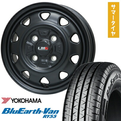 【取付対象】※アクティトラックは装着不可 夏タイヤ ホイール4本セット 145/80R12 80/78N ヨコハマ ブルーアース Van RY55 (軽自動車用) LEHRMEISTER LMG OFF-STYLE(マットブラック) 12インチ【送料無料】｜アークタイヤ 店