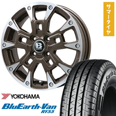 【取付対象】145/80R12 夏タイヤ ホイール4本セット 軽トラ 軽バン YOKOHAMA ブルーアース Van RY55 80/78N ビッグウエイ B-LUGNAS BRD(ブロンズポリッシュ) 12インチ【送料無料】