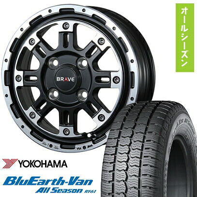 【取付対象】145/80R12 オールシーズンタイヤ ホイール4本セット YOKOHAMA ブルーアース Van RY61 オールシーズン 80/78N (軽自動車用) BLEST バーンズテック ブレイブストリーム 12インチ【送料無料】|アークタイヤ 店