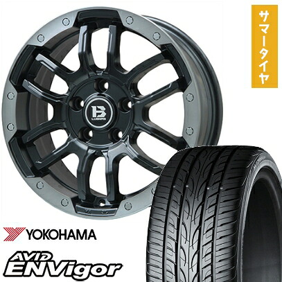 【取付対象】225/45R18 夏タイヤ ホイール４本セット (5/114車用) YOKOHAMA エイビッド エンビガーS321 ビッグウエイ B-LUGNAS FRD(マットブラック/ブラッククリアリム) 18インチ【送料無料】｜アークタイヤ 店