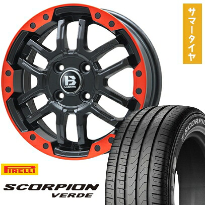 【取付対象】215/70R16 夏タイヤ ホイール4本セット PIRELLI スコーピオン ヴェルデ (5/114車用) BIGWAY B-LUGNAS FRD(マットブラック/レッドリム) 16インチ【送料無料】