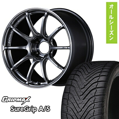 【取付対象】225/55R19 オールシーズンタイヤ ホイール4本セット GRIPMAX シュアグリップ オールシーズン(限定) (5/114車用) YOKOHAMA アドバンレーシング RSIII 19インチ【送料無料】