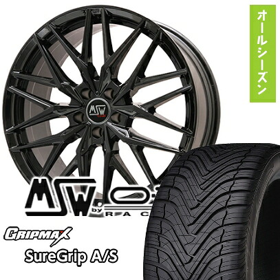【取付対象】225/55R19 オールシーズンタイヤ ホイール4本セット GRIPMAX シュアグリップ オールシーズン(限定) (5/114車用) MSW by OZ Racing MSW 50(グロスブラック) 19インチ【送料無料】